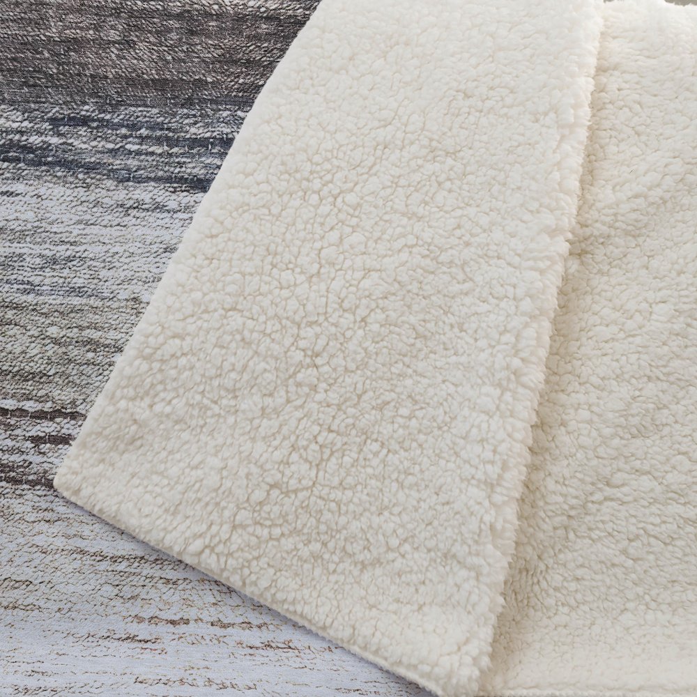 Premium Machine Washable ASB786 Beige 50" x 70" Sherpa Throw Blanket. Picture 2
