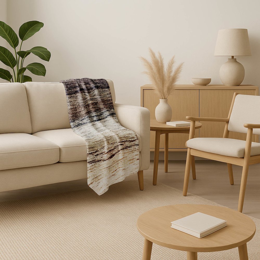 Premium Machine Washable ASB786 Beige 50" x 70" Sherpa Throw Blanket. Picture 4