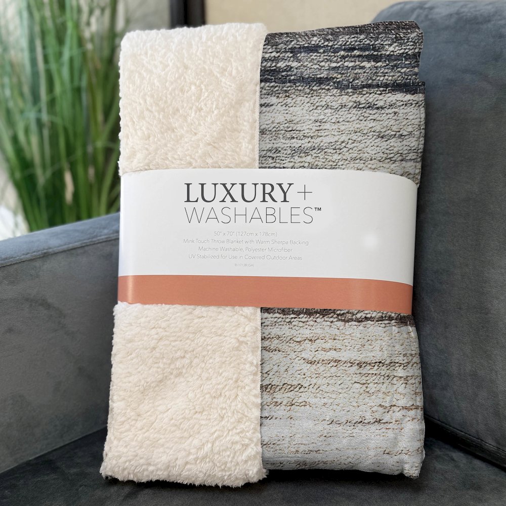 Premium Machine Washable ASB786 Beige 50" x 70" Sherpa Throw Blanket. Picture 3