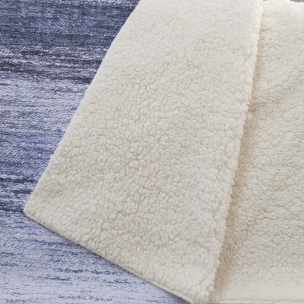 Premium Machine Washable ASB786 Blue 50" x 70" Sherpa Throw Blanket. Picture 2