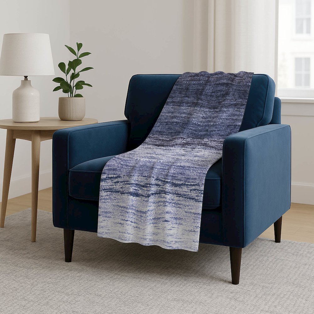 Premium Machine Washable ASB786 Blue 50" x 70" Sherpa Throw Blanket. Picture 5