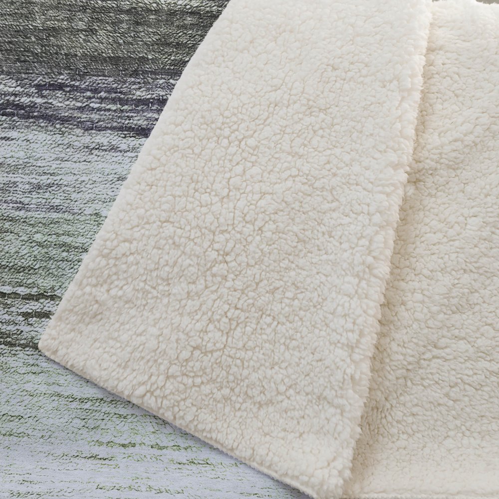 Premium Machine Washable ASB786 Green 50" x 70" Sherpa Throw Blanket. Picture 2