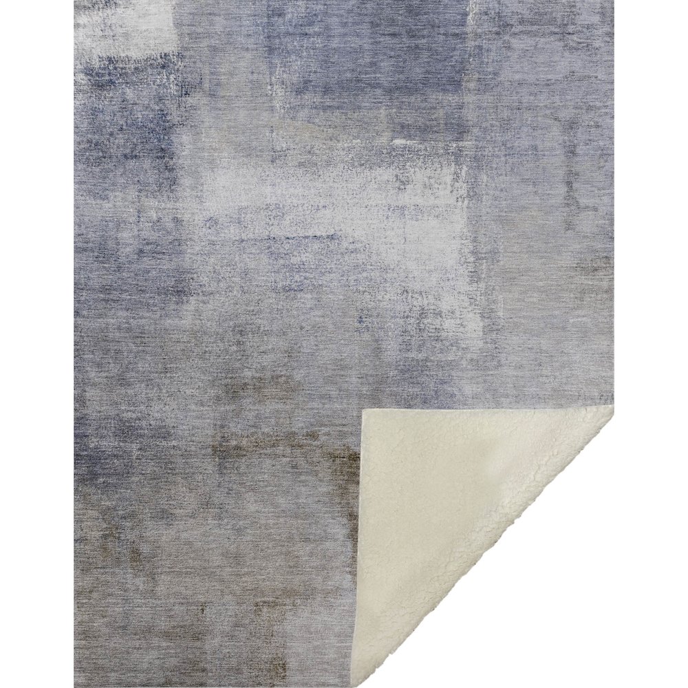 Premium Machine Washable ASB787 Blue 50" x 70" Sherpa Throw Blanket. Picture 1