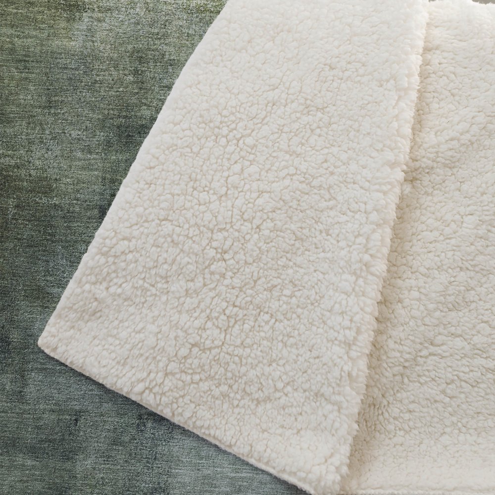 Premium Machine Washable ASB787 Green 50" x 70" Sherpa Throw Blanket. Picture 2