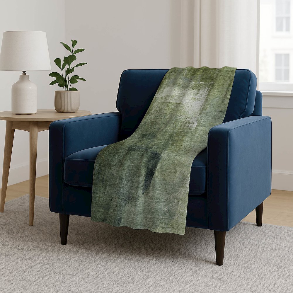 Premium Machine Washable ASB787 Green 50" x 70" Sherpa Throw Blanket. Picture 5