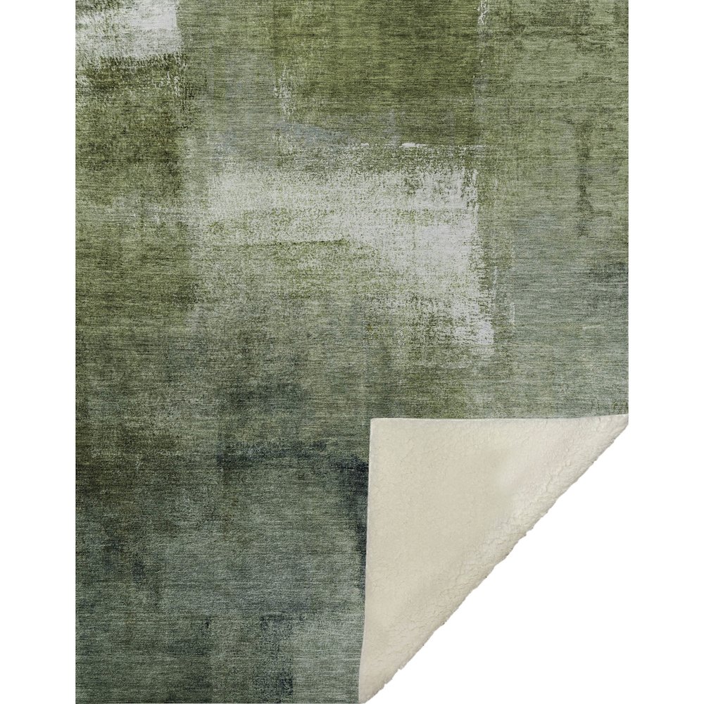 Premium Machine Washable ASB787 Green 50" x 70" Sherpa Throw Blanket. Picture 1