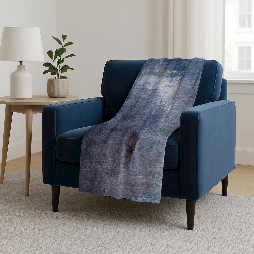 Premium Machine Washable ASB787 Navy 50" x 70" Sherpa Throw Blanket. Picture 5