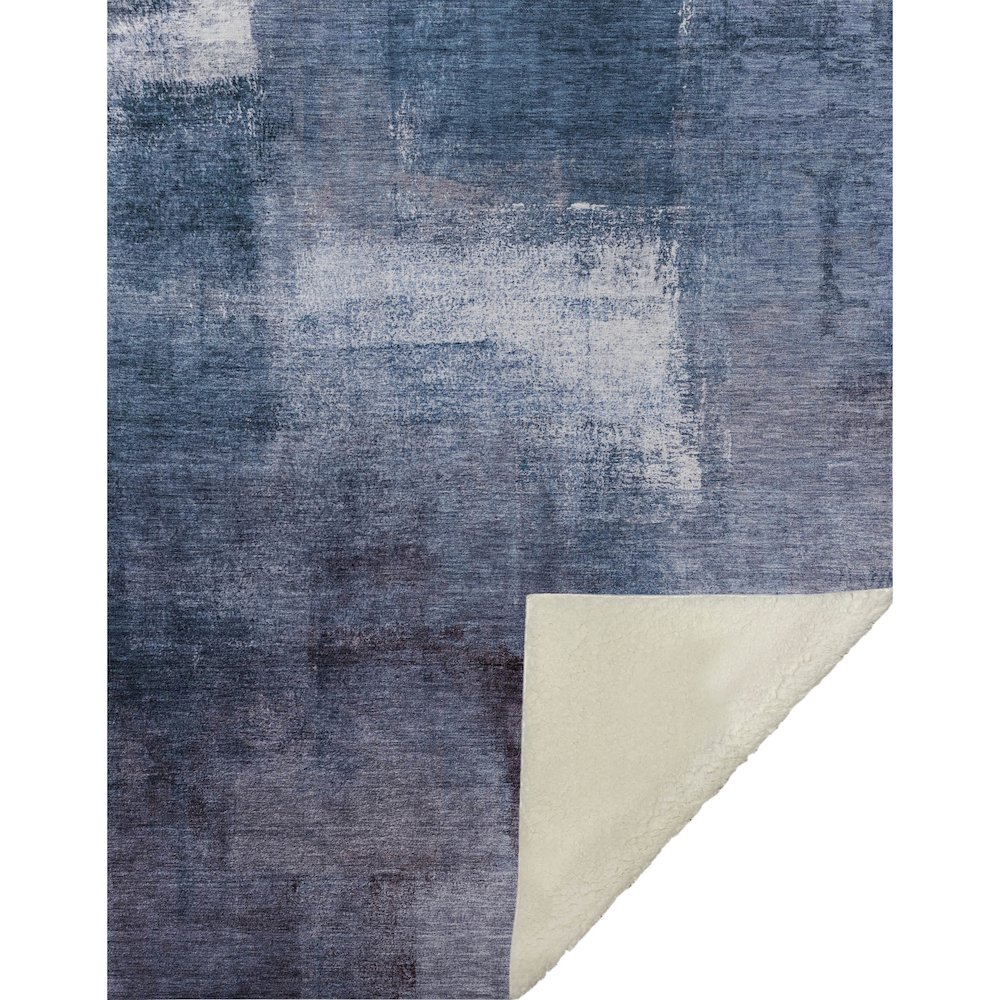 Premium Machine Washable ASB787 Navy 50" x 70" Sherpa Throw Blanket. Picture 1
