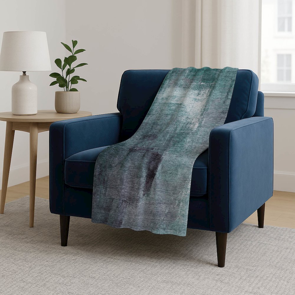 Premium Machine Washable ASB787 Teal 50" x 70" Sherpa Throw Blanket. Picture 5