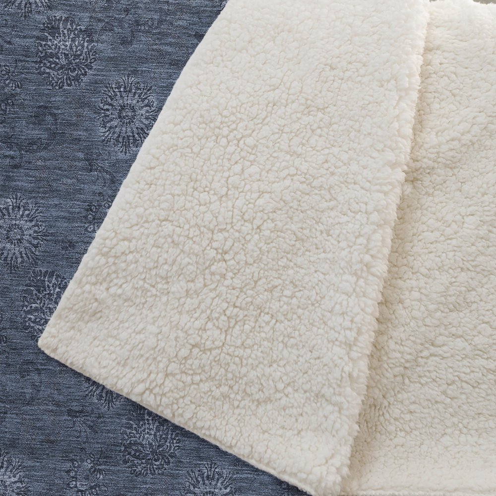 Premium Machine Washable ASB788 Blue 50" x 70" Sherpa Throw Blanket. Picture 2