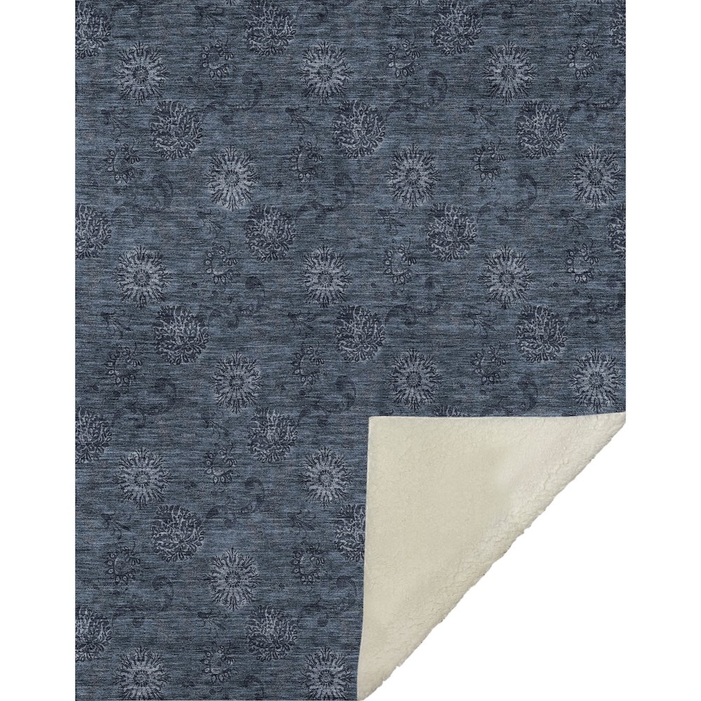 Premium Machine Washable ASB788 Blue 50" x 70" Sherpa Throw Blanket. Picture 1