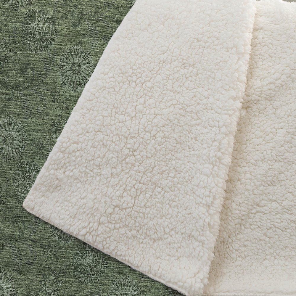 Premium Machine Washable ASB788 Olive 50" x 70" Sherpa Throw Blanket. Picture 2