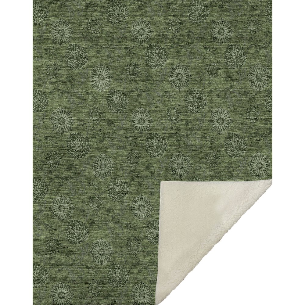 Premium Machine Washable ASB788 Olive 50" x 70" Sherpa Throw Blanket. Picture 1