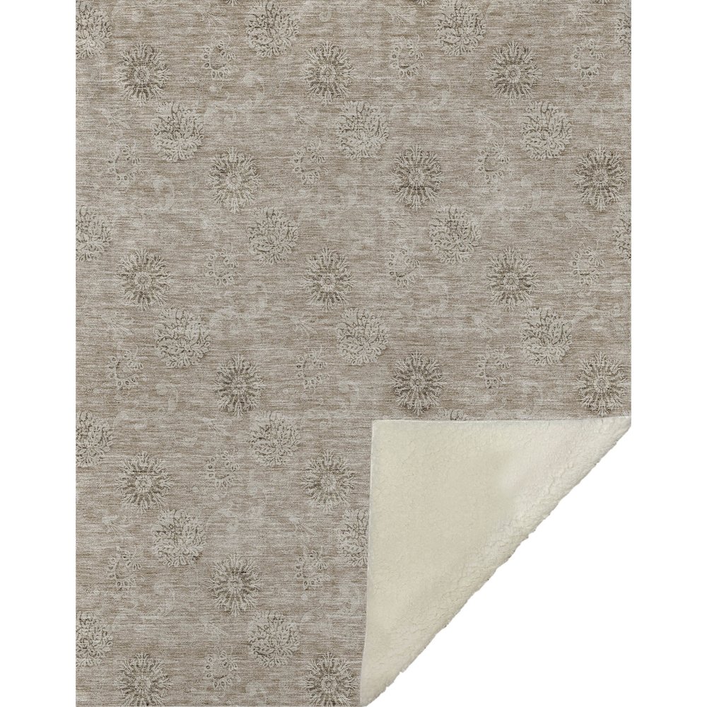 Premium Machine Washable ASB789 Khaki 50" x 70" Sherpa Throw Blanket. Picture 1