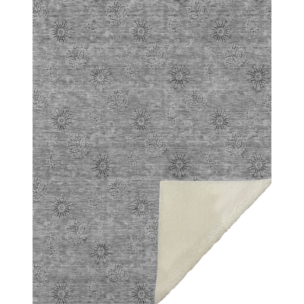 Premium Machine Washable ASB789 Pewter 50" x 70" Sherpa Throw Blanket. Picture 1