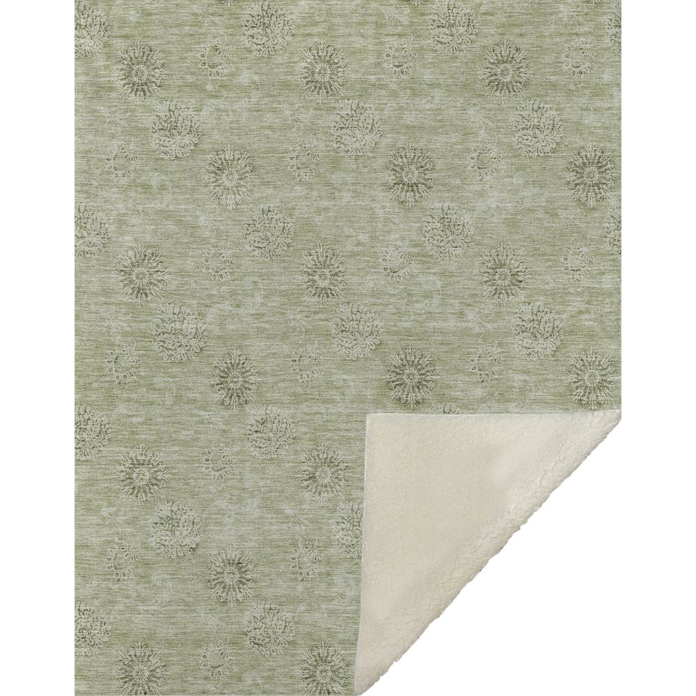Premium Machine Washable ASB789 Sage 50" x 70" Sherpa Throw Blanket. Picture 1