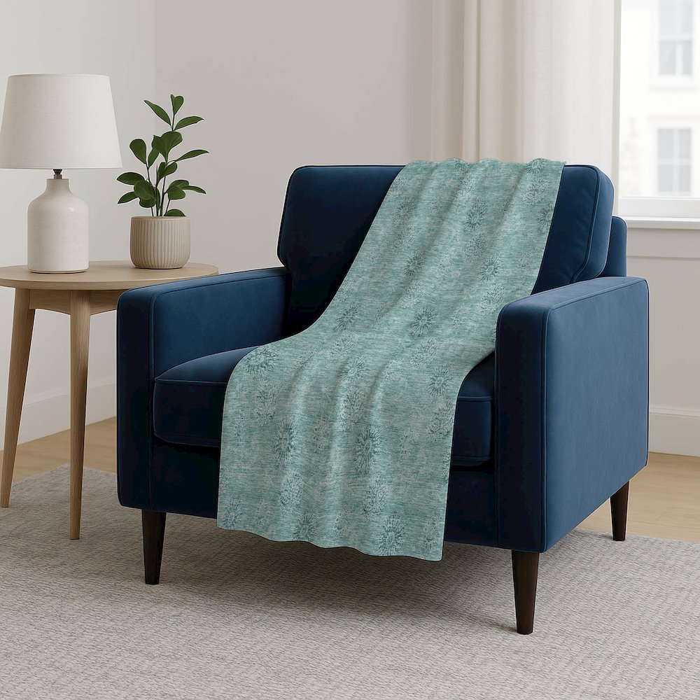 Premium Machine Washable ASB789 Teal 50" x 70" Sherpa Throw Blanket. Picture 5