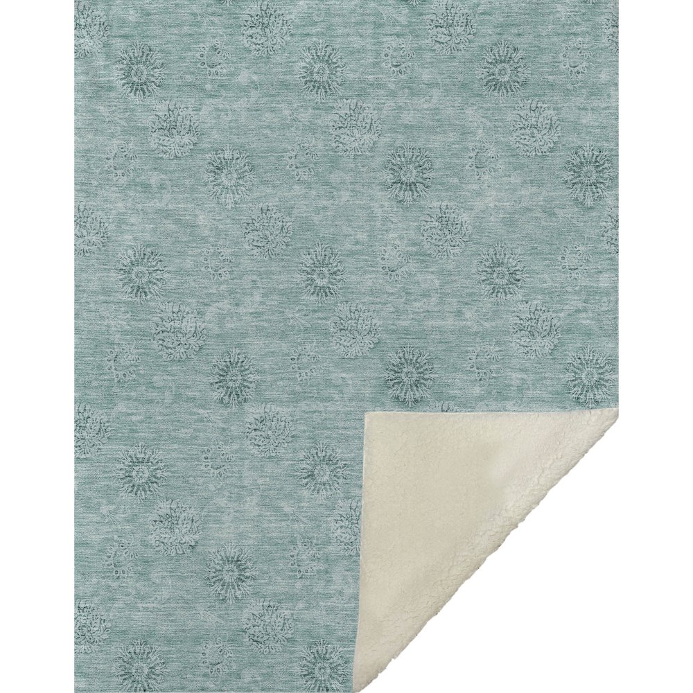 Premium Machine Washable ASB789 Teal 50" x 70" Sherpa Throw Blanket. Picture 1