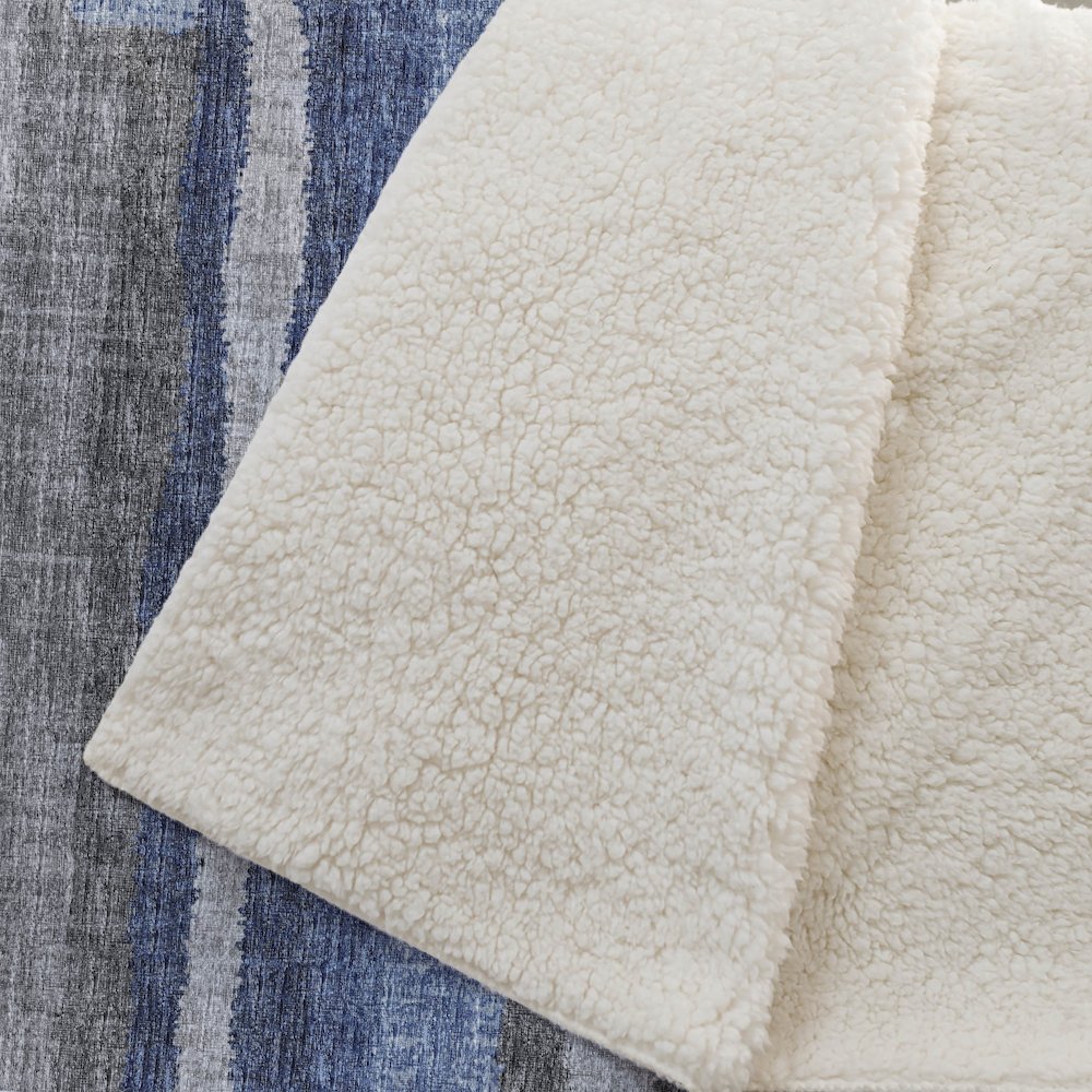 Premium Machine Washable ASB78 Blue 50" x 70" Sherpa Throw Blanket. Picture 2