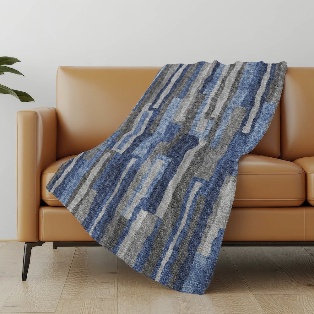 Premium Machine Washable ASB78 Blue 50" x 70" Sherpa Throw Blanket. Picture 4