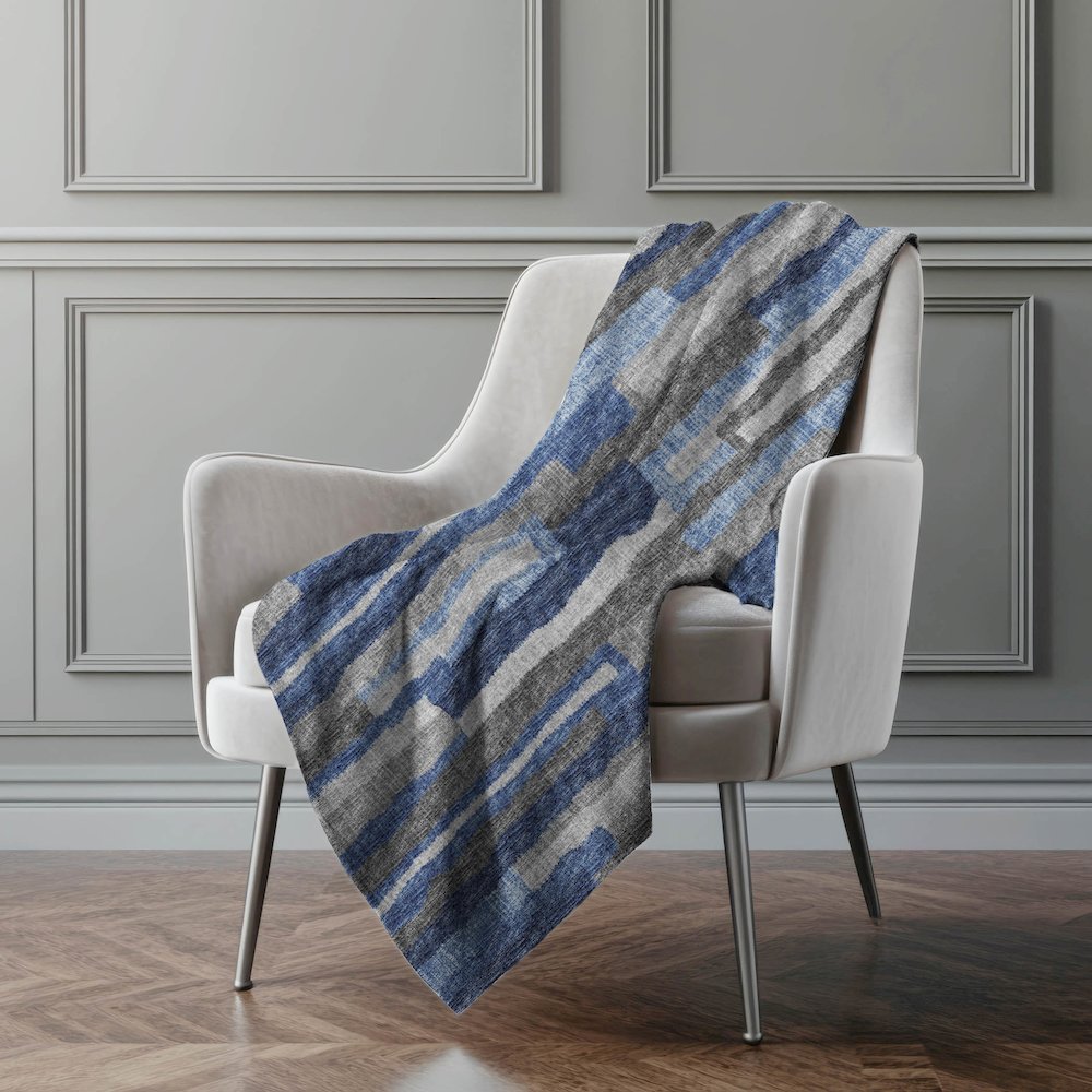 Premium Machine Washable ASB78 Blue 50" x 70" Sherpa Throw Blanket. Picture 5