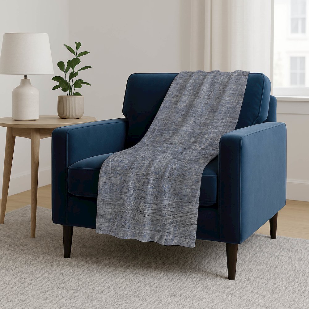 Premium Machine Washable ASB790 Blue 50" x 70" Sherpa Throw Blanket. Picture 5