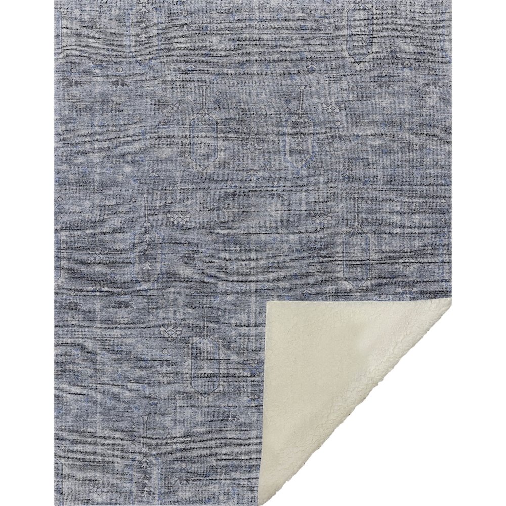 Premium Machine Washable ASB790 Blue 50" x 70" Sherpa Throw Blanket. Picture 1