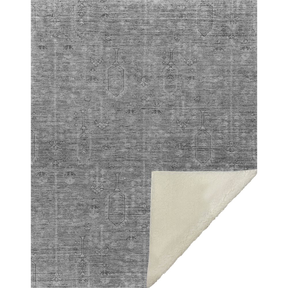 Premium Machine Washable ASB790 Gray 50" x 70" Sherpa Throw Blanket. Picture 1