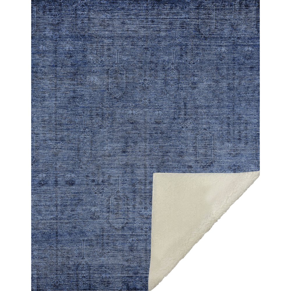 Premium Machine Washable ASB790 Navy 50" x 70" Sherpa Throw Blanket. Picture 1