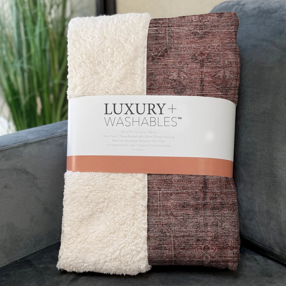 Premium Machine Washable ASB790 Paprika 50" x 70" Sherpa Throw Blanket. Picture 3