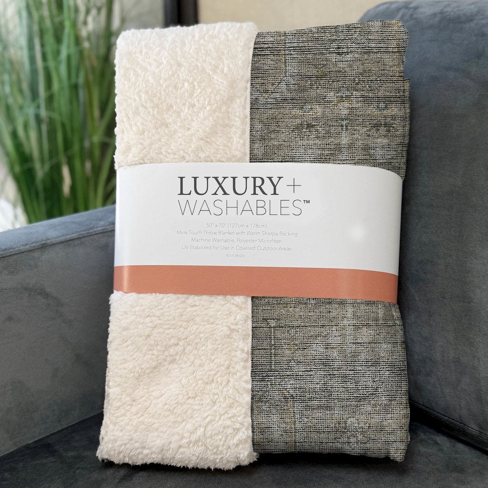 Premium Machine Washable ASB790 Taupe 50" x 70" Sherpa Throw Blanket. Picture 3