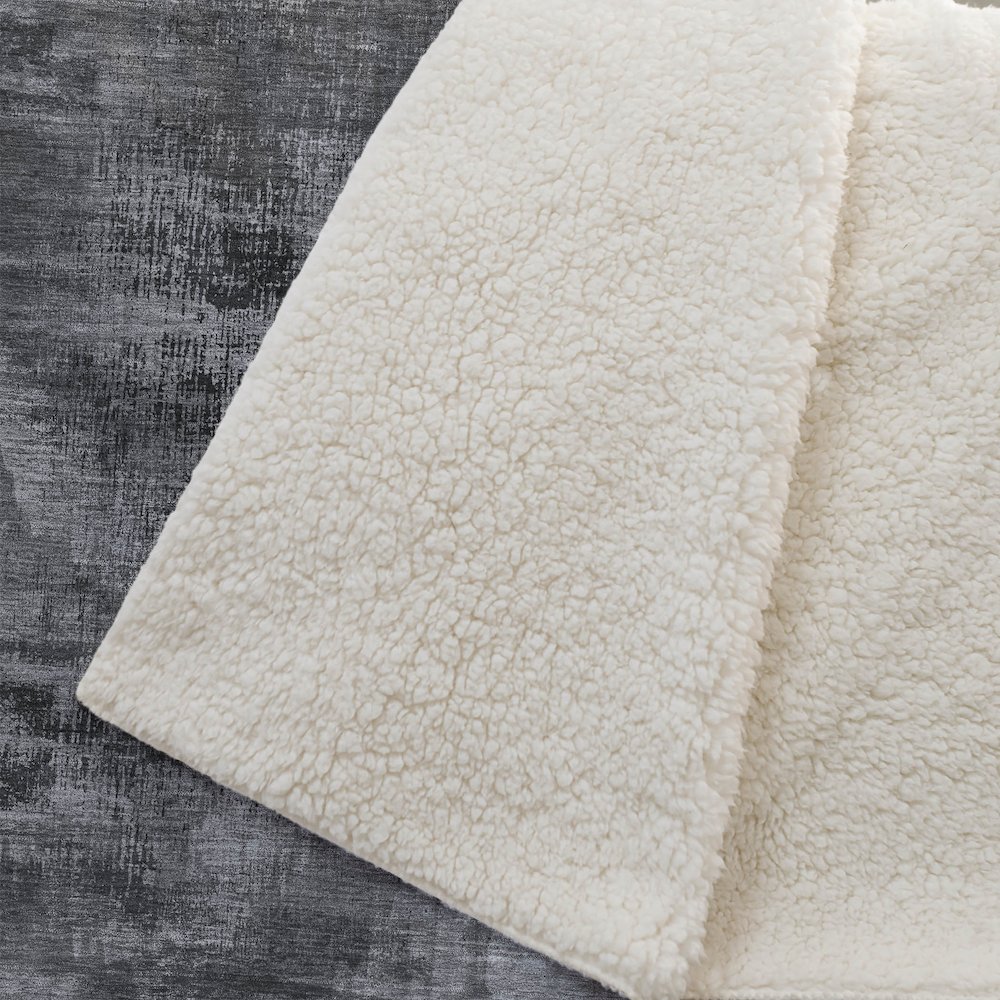 Premium Machine Washable ASB792 Gray 50" x 70" Sherpa Throw Blanket. Picture 2