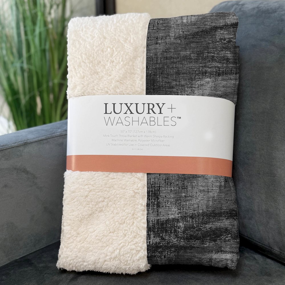 Premium Machine Washable ASB792 Gray 50" x 70" Sherpa Throw Blanket. Picture 3