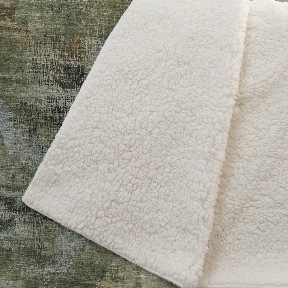 Premium Machine Washable ASB792 Olive 50" x 70" Sherpa Throw Blanket. Picture 2