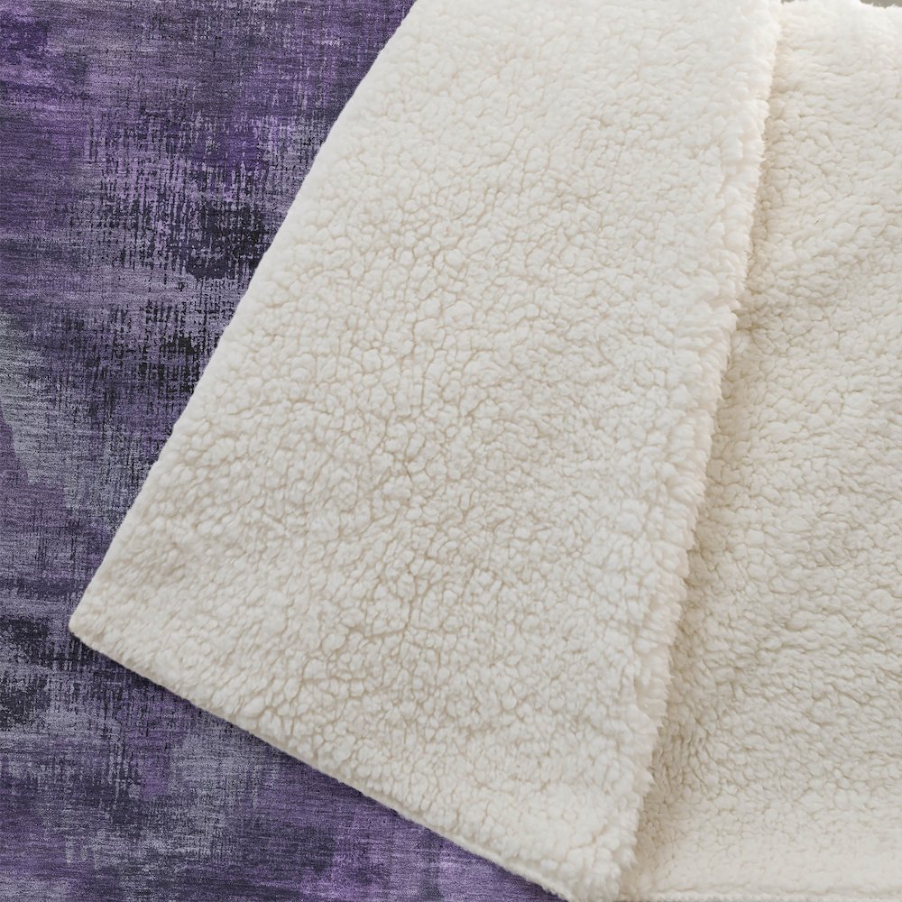 Premium Machine Washable ASB792 Purple 50" x 70" Sherpa Throw Blanket. Picture 2