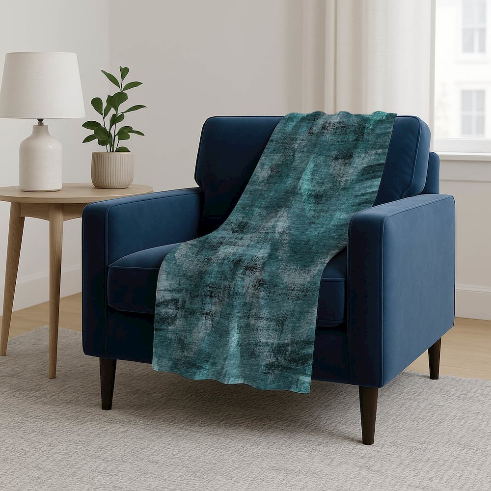 Premium Machine Washable ASB792 Teal 50" x 70" Sherpa Throw Blanket. Picture 5