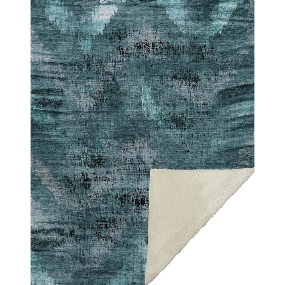 Premium Machine Washable ASB792 Teal 50" x 70" Sherpa Throw Blanket. Picture 1
