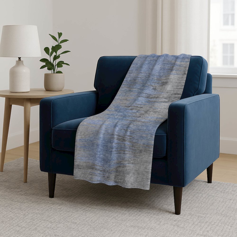 Premium Machine Washable ASB793 Blue 50" x 70" Sherpa Throw Blanket. Picture 5