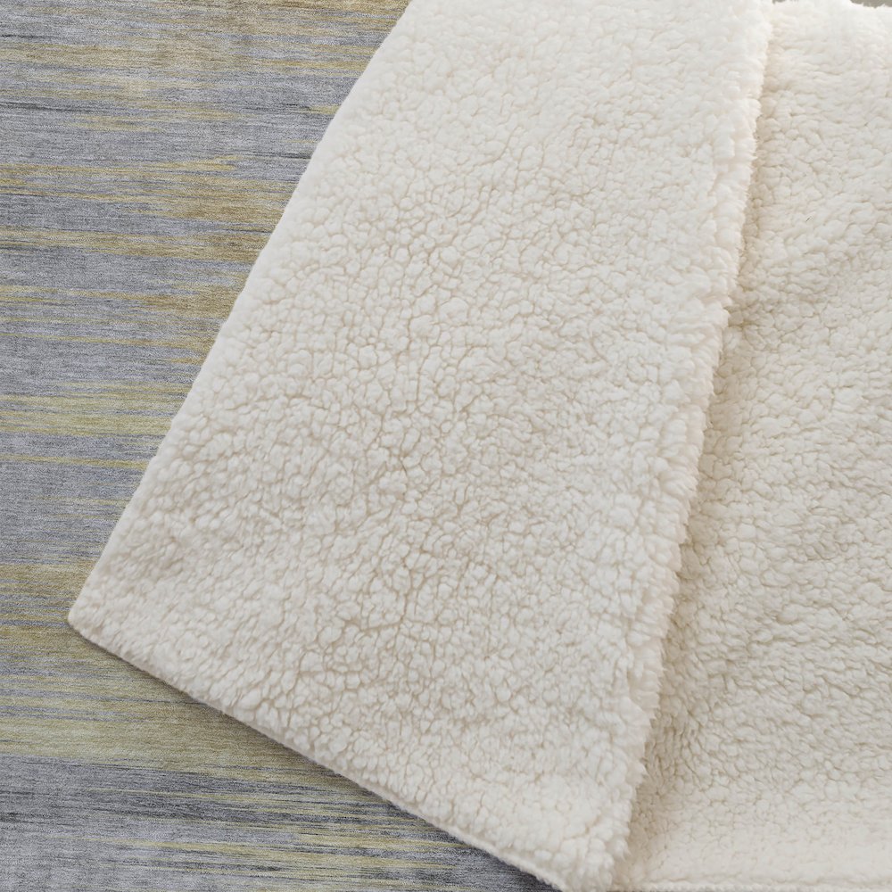 Premium Machine Washable ASB793 Gold 50" x 70" Sherpa Throw Blanket. Picture 2