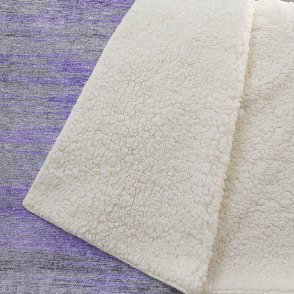 Premium Machine Washable ASB793 Purple 50" x 70" Sherpa Throw Blanket. Picture 2