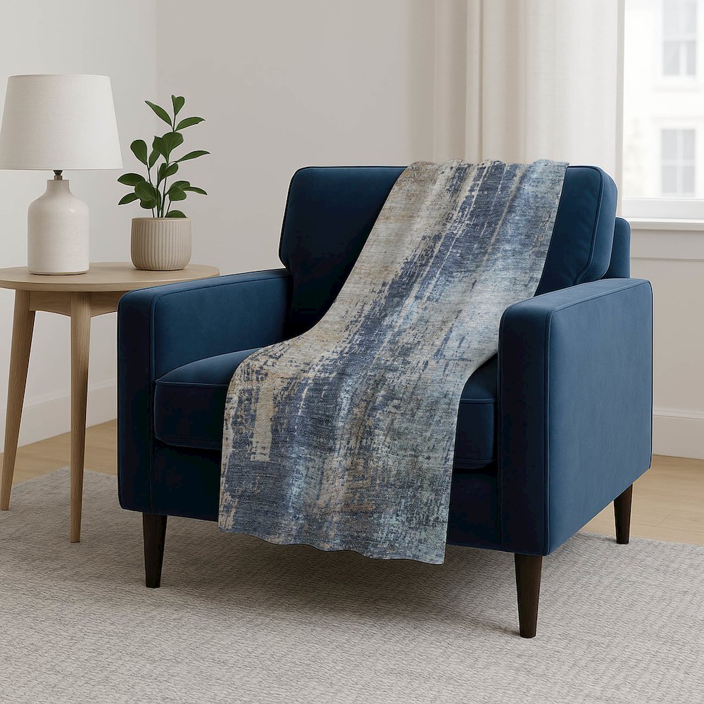 Premium Machine Washable ASB795 Navy 50" x 70" Sherpa Throw Blanket. Picture 5