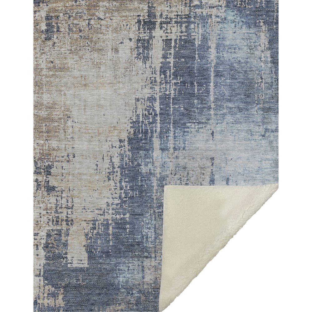 Premium Machine Washable ASB795 Navy 50" x 70" Sherpa Throw Blanket. Picture 1