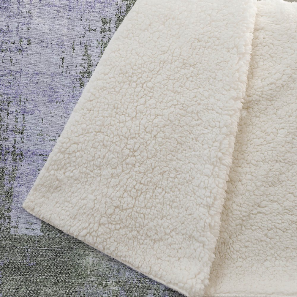 Premium Machine Washable ASB795 Olive 50" x 70" Sherpa Throw Blanket. Picture 2