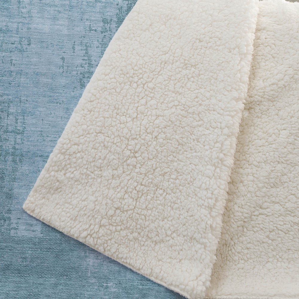 Premium Machine Washable ASB796 Aqua 50" x 70" Sherpa Throw Blanket. Picture 2