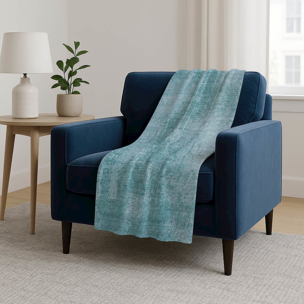 Premium Machine Washable ASB796 Aqua 50" x 70" Sherpa Throw Blanket. Picture 5