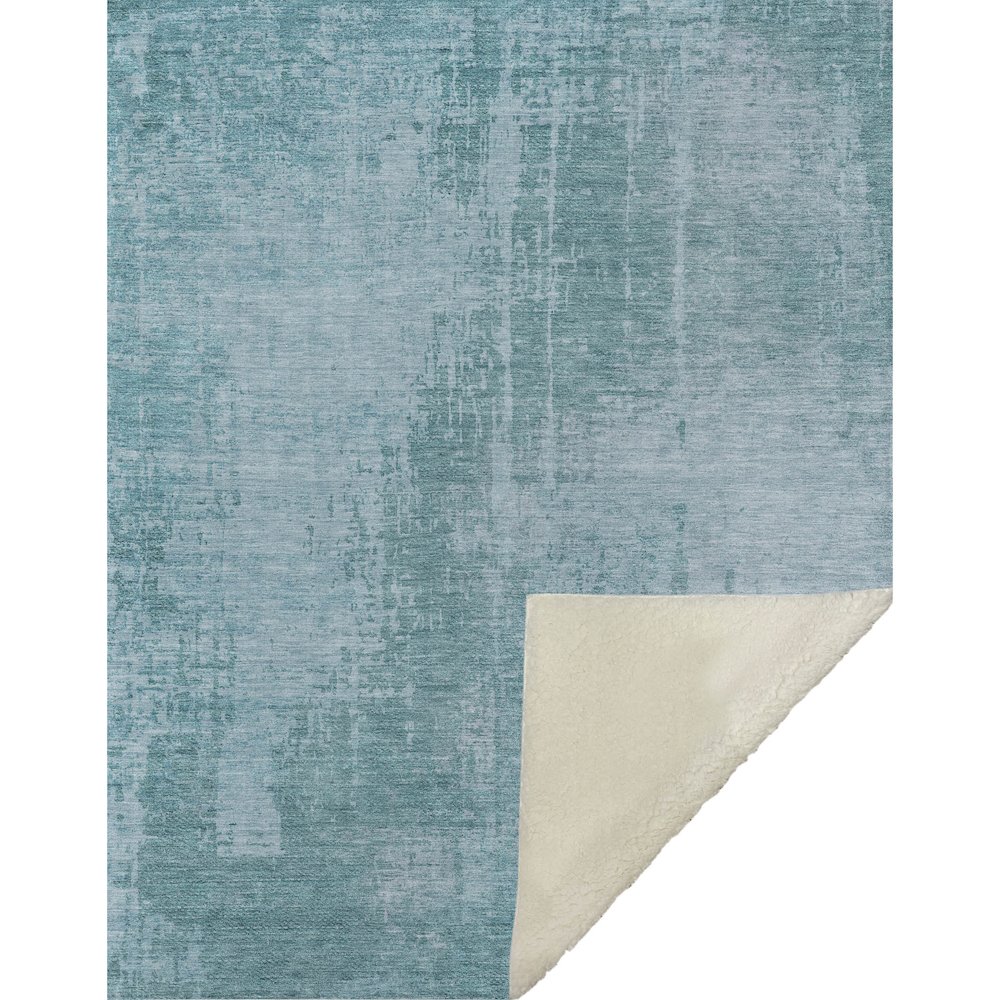 Premium Machine Washable ASB796 Aqua 50" x 70" Sherpa Throw Blanket. Picture 1