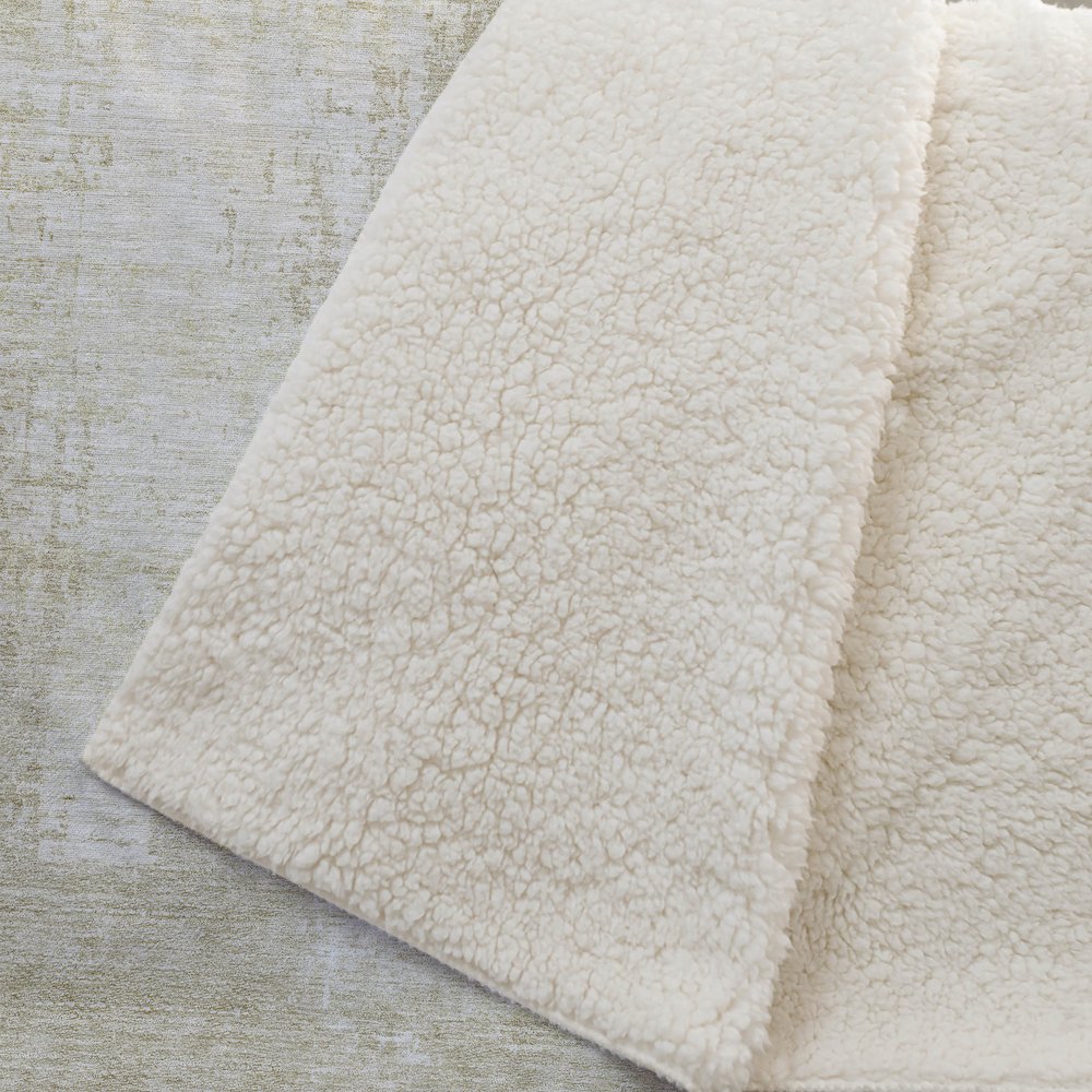Premium Machine Washable ASB796 Beige 50" x 70" Sherpa Throw Blanket. Picture 2