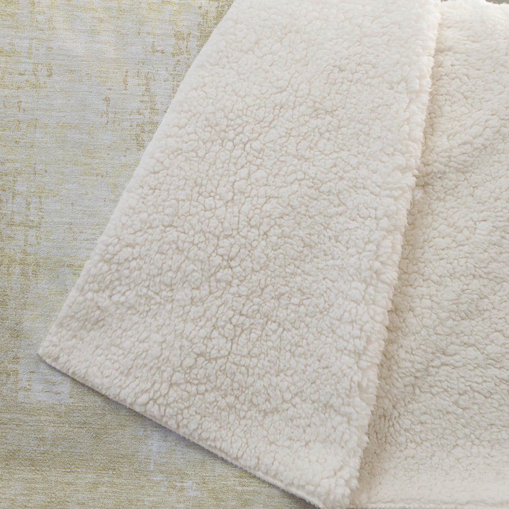 Premium Machine Washable ASB796 Gold 50" x 70" Sherpa Throw Blanket. Picture 2