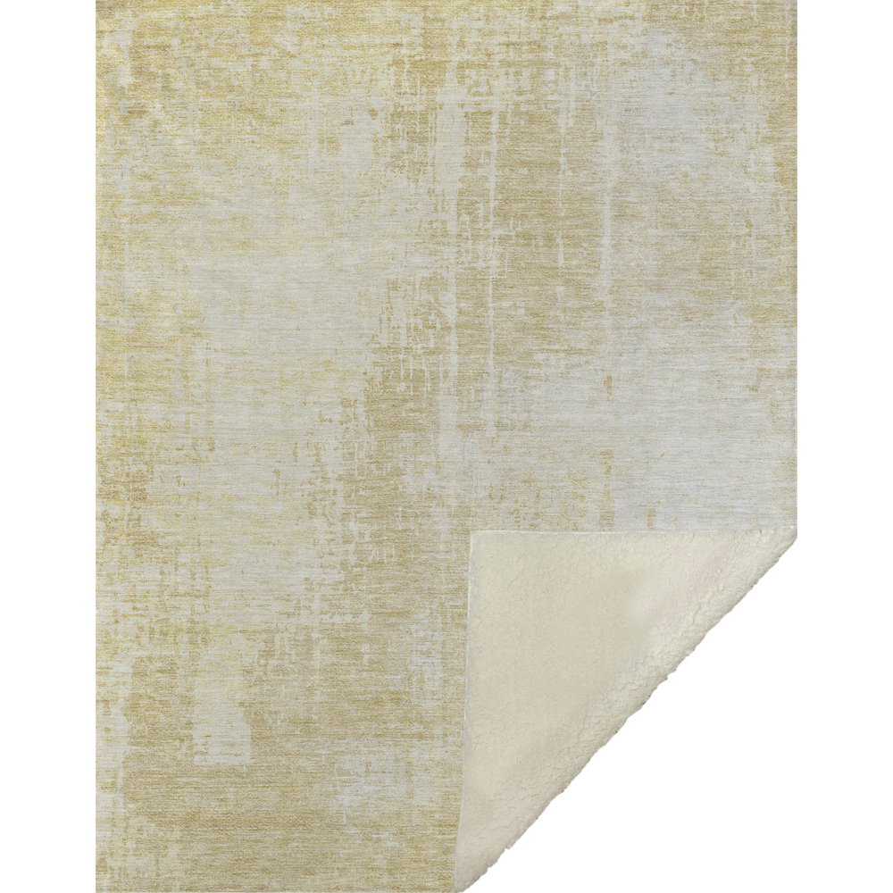 Premium Machine Washable ASB796 Gold 50" x 70" Sherpa Throw Blanket. Picture 1