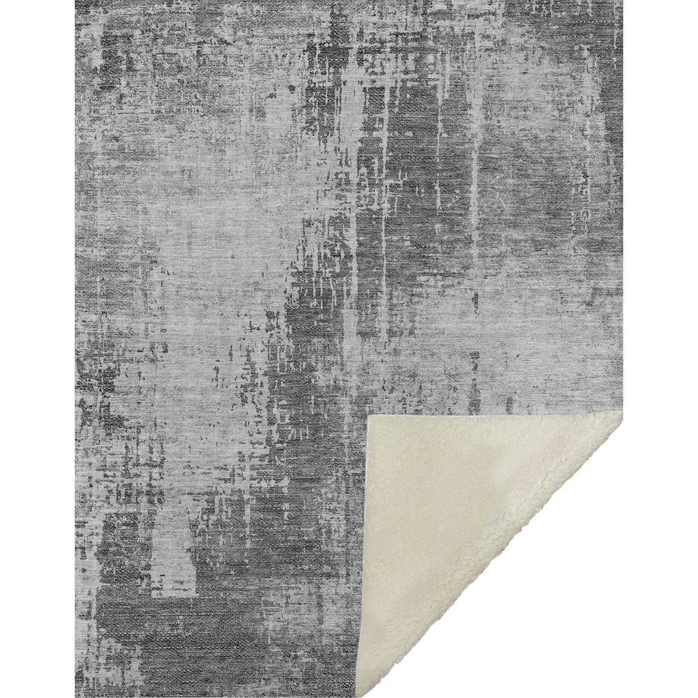 Premium Machine Washable ASB796 Gray 50" x 70" Sherpa Throw Blanket. Picture 1